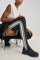AKIRA GOLD DARBY BLACK FLAT STRETCH SPORTY BOOT
