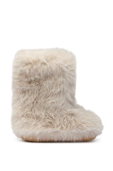 AZALEA WANG DIPA IVORY FUR FLAT BOOTIE
