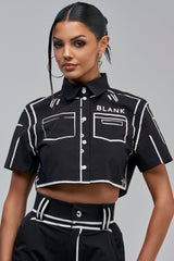 BLANK SPACE BUTTON DOWN CROP SHIRT