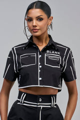 BLANK SPACE BUTTON DOWN CROP SHIRT