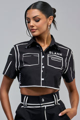 BLANK SPACE BUTTON DOWN CROP SHIRT