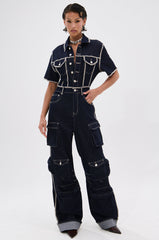 ALEXANDRA DENIM CARGO JUMPSUIT