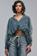 ALICE EMBROIDERED DENIM BLOUSE