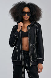 ASHLEY STUDDED ZIP UP SWEATSHIRT