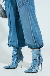 AZALEA WANG MYNAH DENIM STILETTO BOOTIE