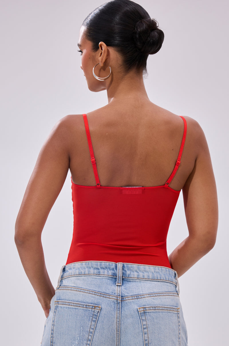 BURNING PASSION LACE BODYSUIT IN RED