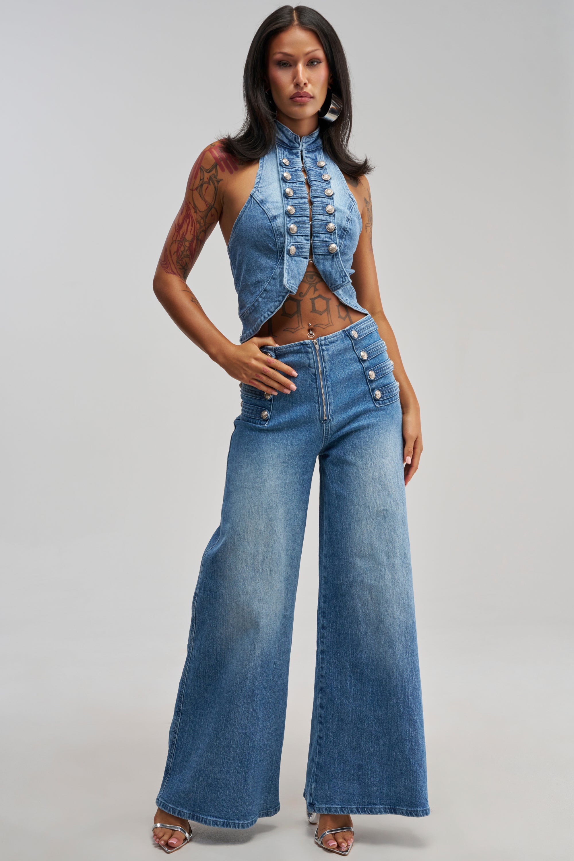 ALIGNED MILITARY DENIM TOP