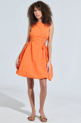 ALINA LACE UP DETAIL MAXI DRESS IN ORANGE
