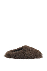 AKIRA ANGOL CHOCOLATE SHAGGY FLAT SLIPPER