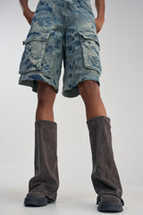 AZALEA WANG ASTRID GREY FAUX SUEDE FLATFORM COMBAT BOOT