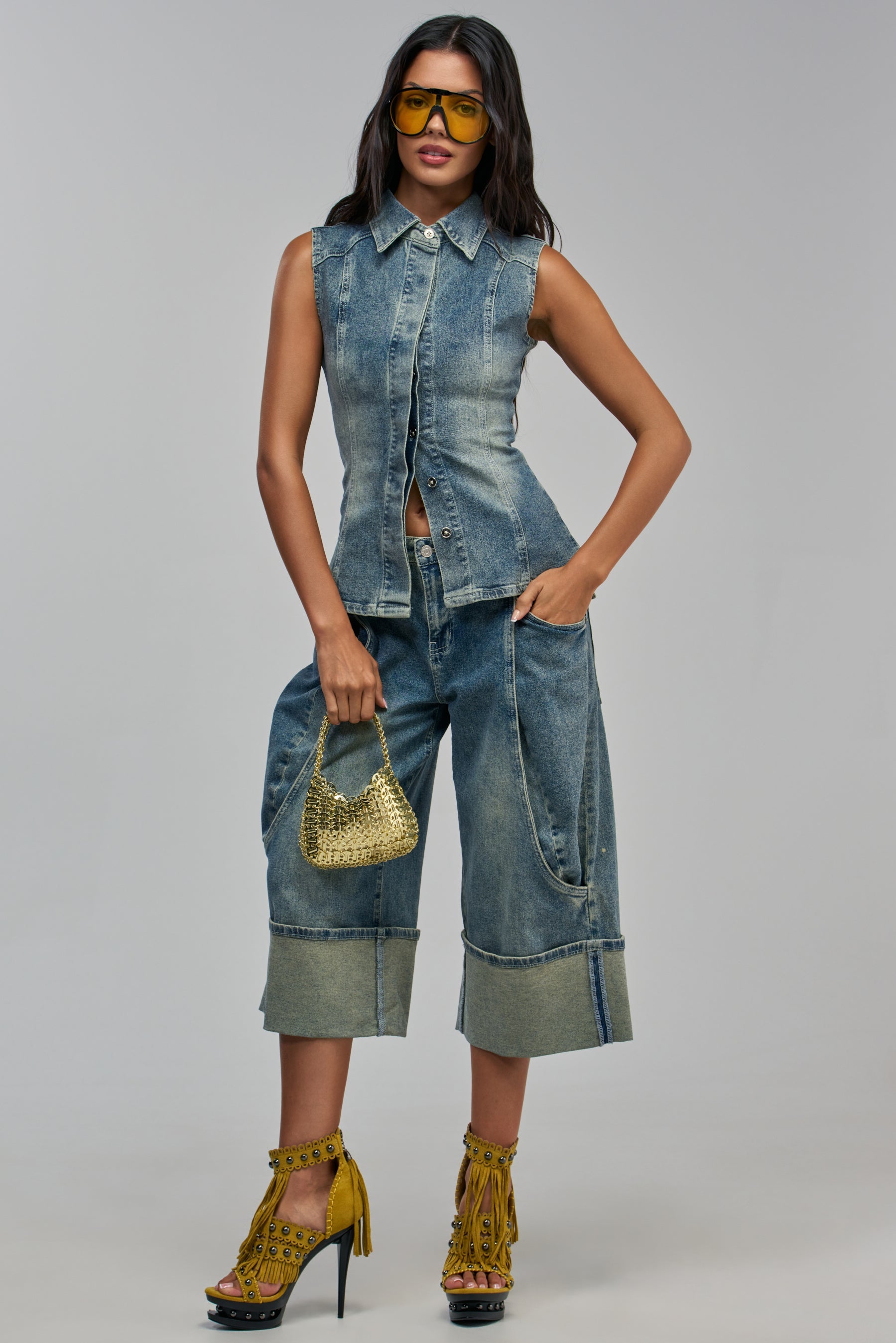 AUBERGINE DENIM CULOTTE