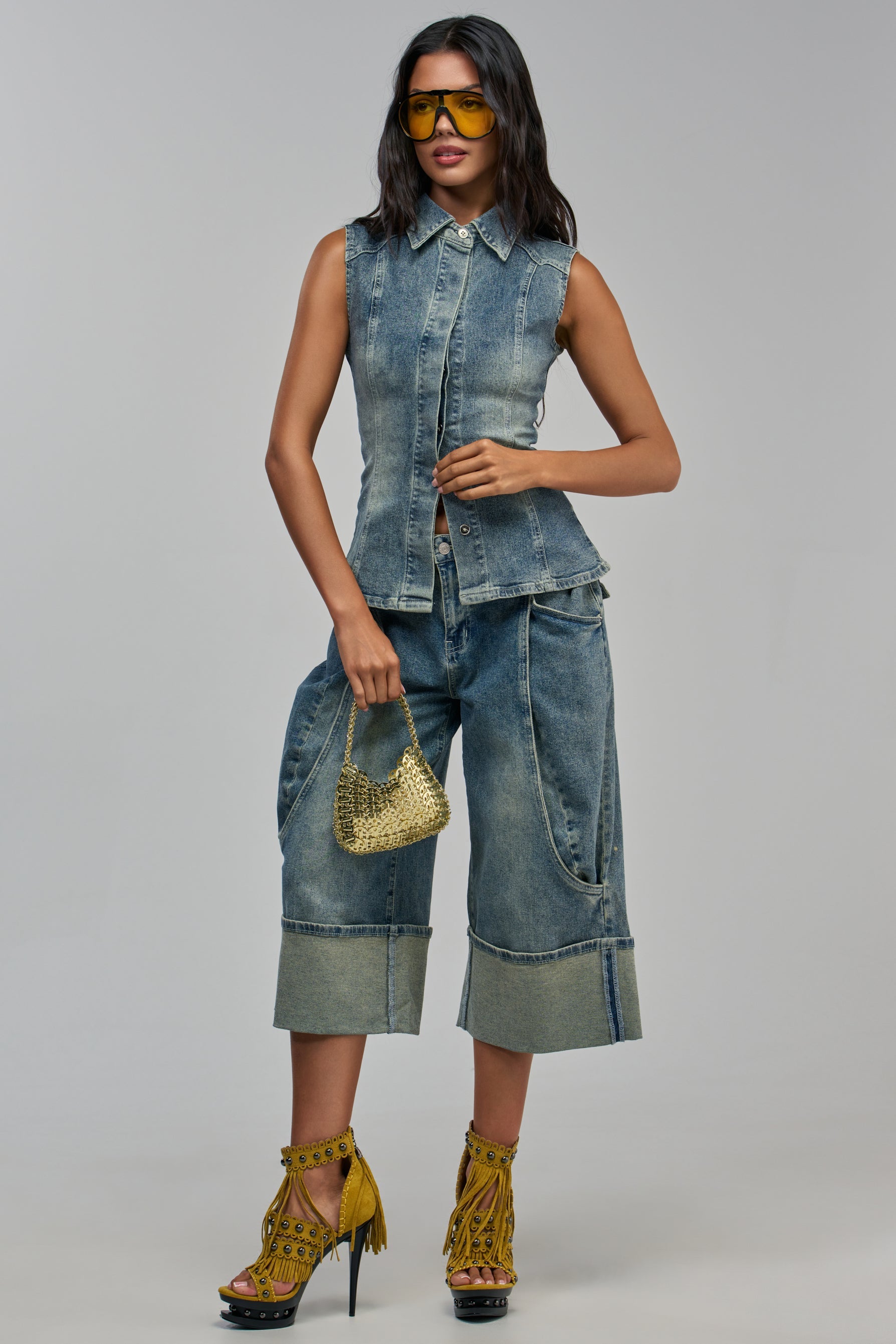 AUBERGINE DENIM CULOTTE