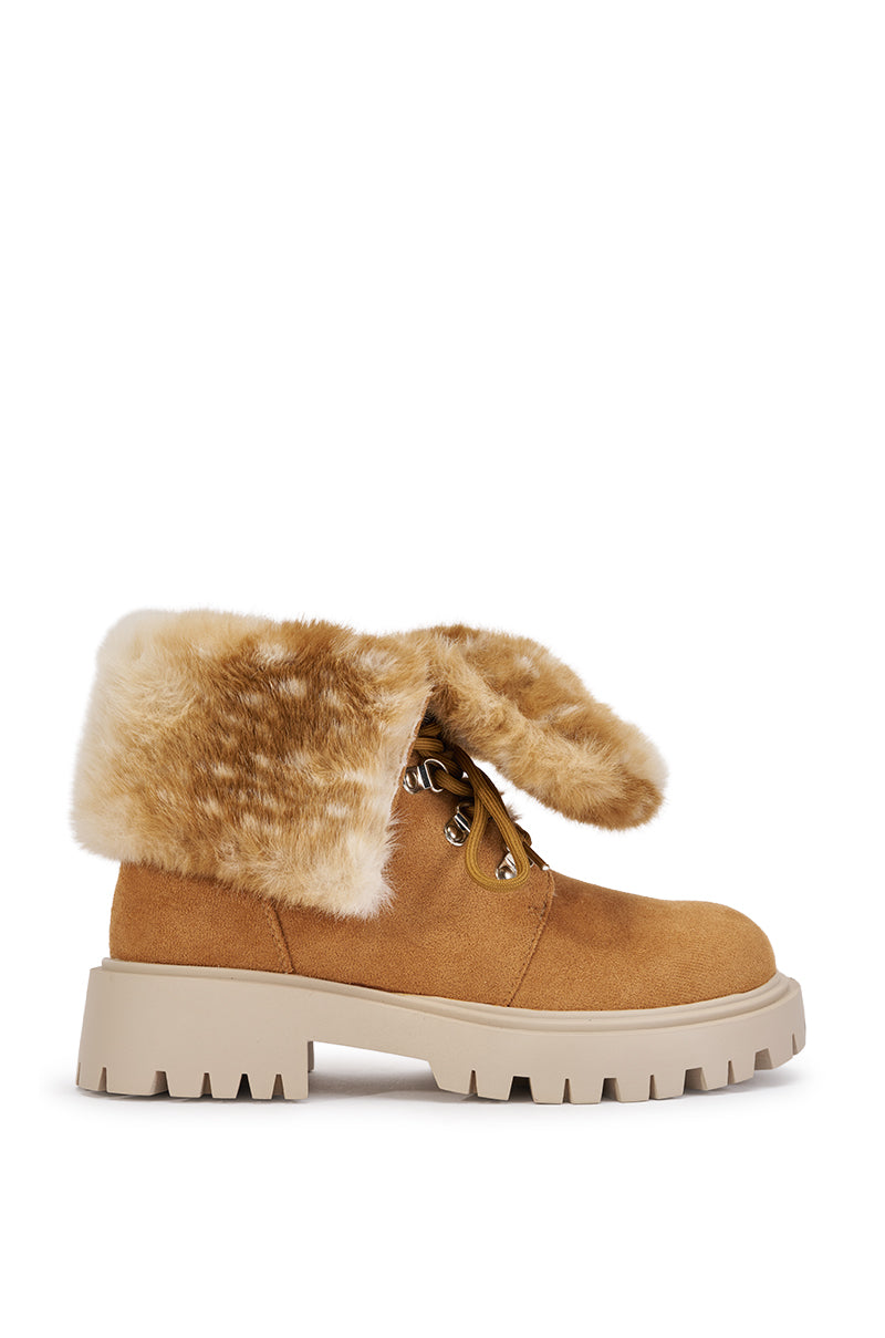 AZALEA WANG AVENUE CAMEL FLAT BOOTIE