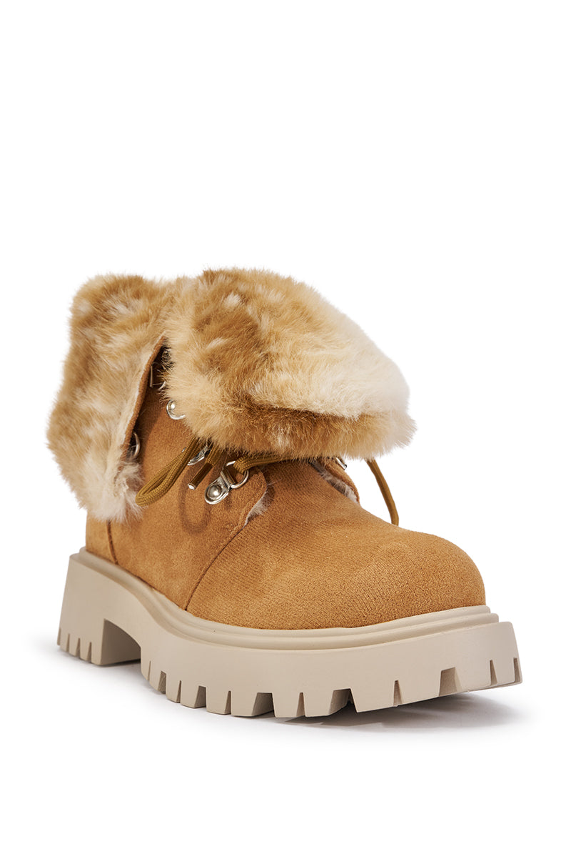AZALEA WANG AVENUE CAMEL FLAT BOOTIE