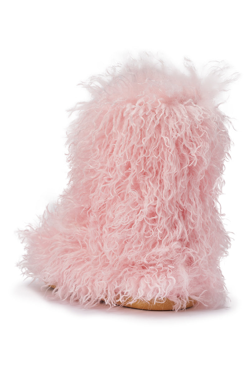 AZALEA WANG AZAD PINK MOHAIR FLAT BOOTIE