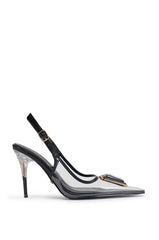 AZALEA WANG ERIKA PVC SLING BACK PUMP WITH RHINESTONE DETAIL