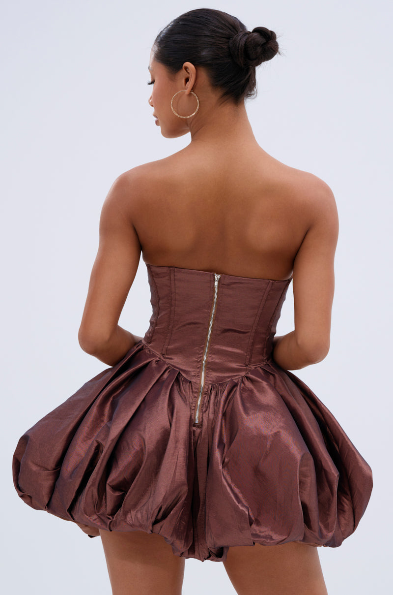 ADORE YOU WOVEN MINI DRESS IN MOCHA