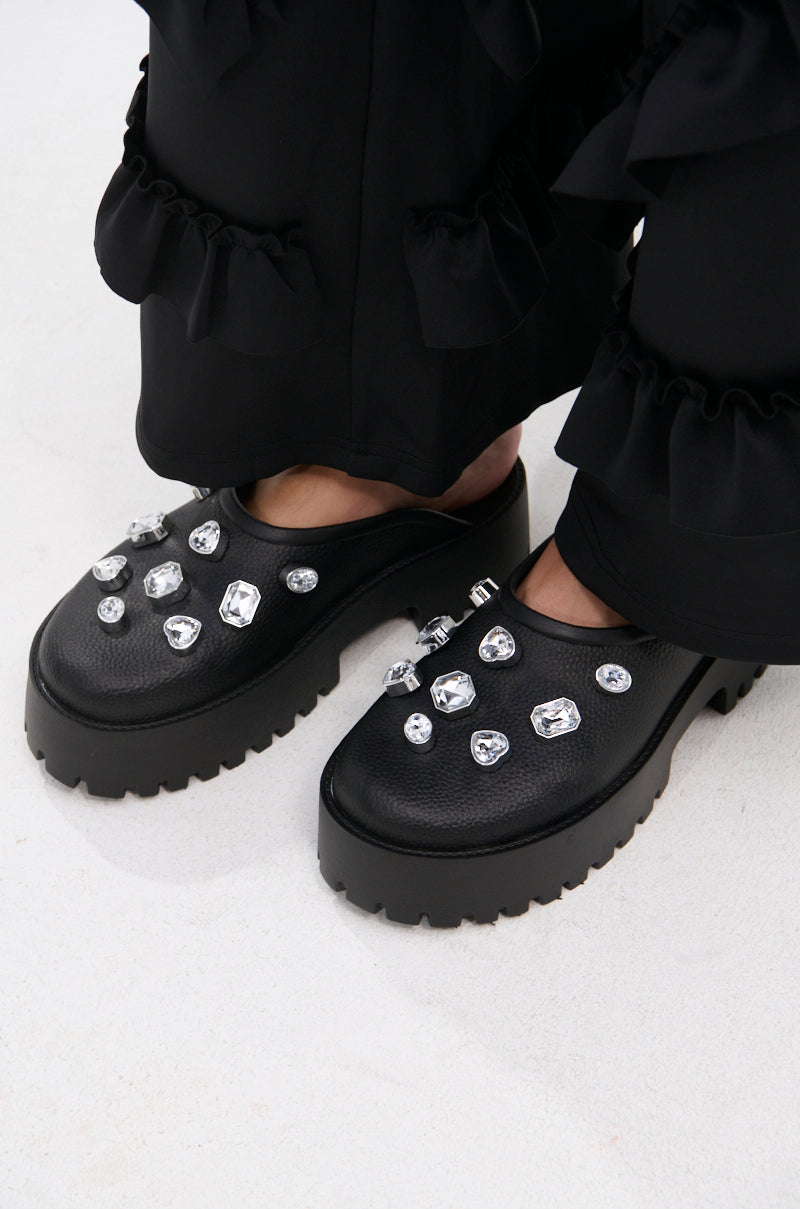 AZALEA WANG HAIN BLACK EMBELLISHED FLAT