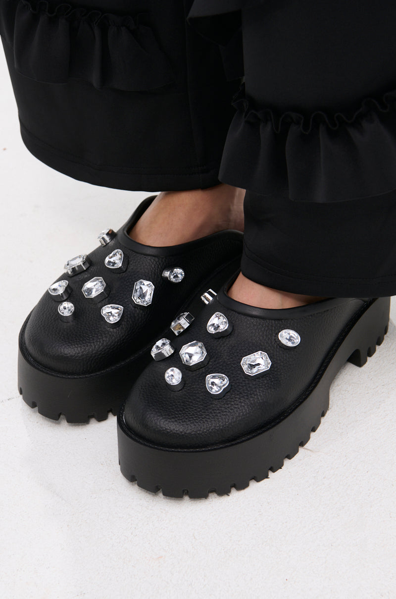 AZALEA WANG HAIN BLACK EMBELLISHED FLAT