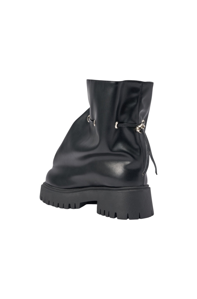 AKIRA GOLD IRON BLACK FLAT BOOTIE