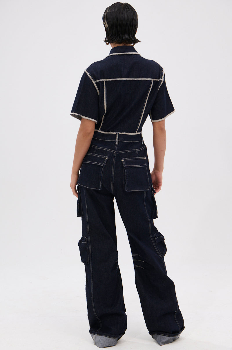 ALEXANDRA DENIM CARGO JUMPSUIT