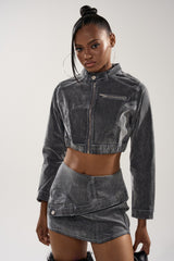 ALL FOR LOVE VELVET DENIM MOTO