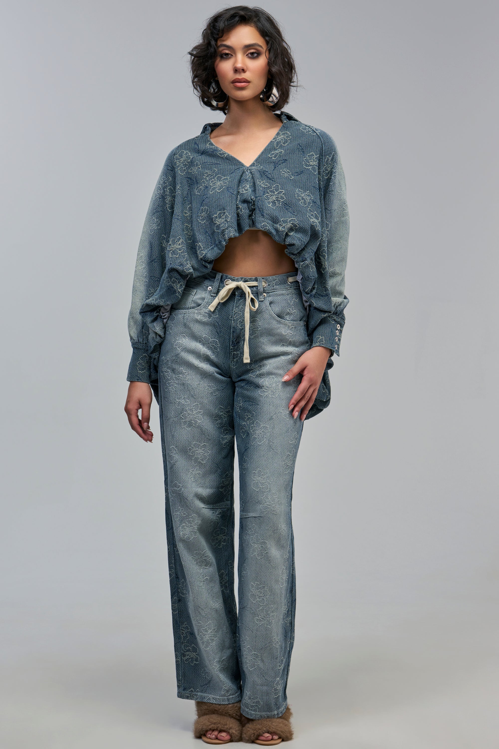 ALICE EMBROIDERED DENIM BLOUSE