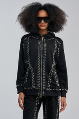 ASHLEY STUDDED ZIP UP SWEATSHIRT
