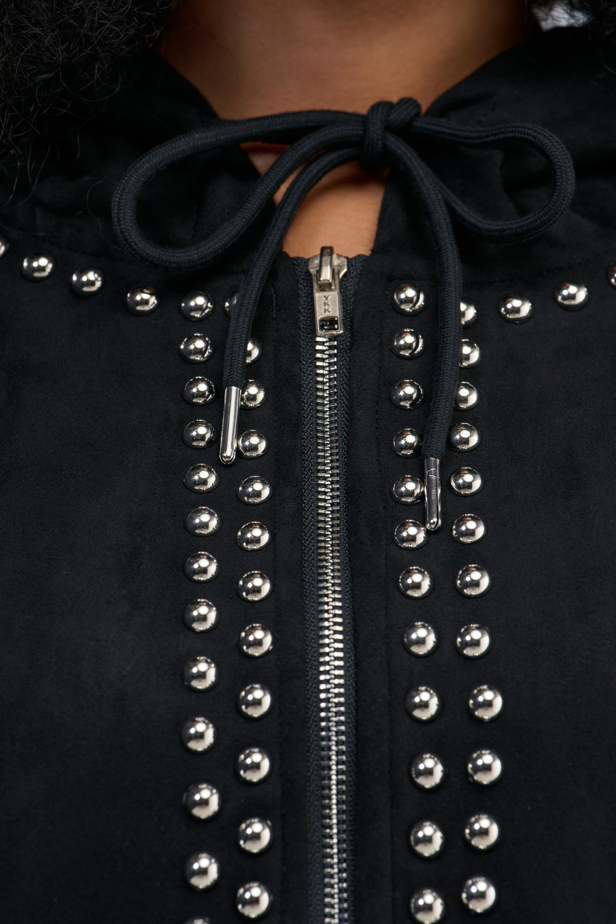 ASHLEY STUDDED ZIP UP SWEATSHIRT