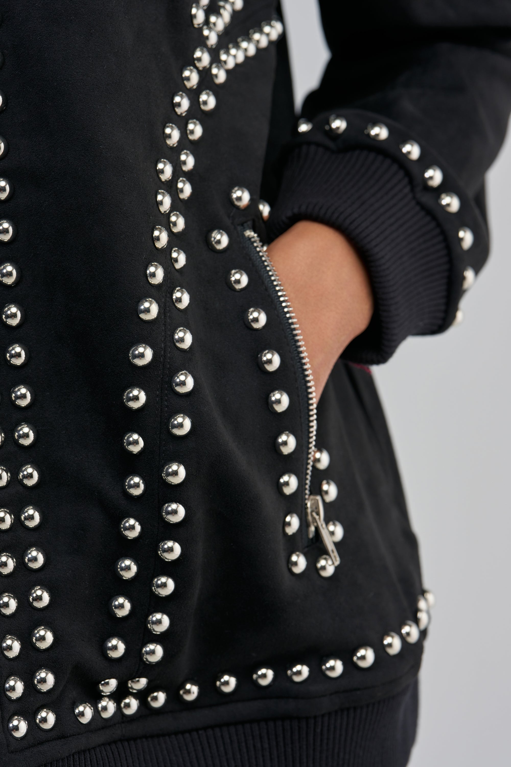 ASHLEY STUDDED ZIP UP SWEATSHIRT