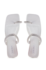 AKIRA LAVEDA WHITE EMBELLISHED FLAT SANDAL