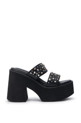 AZALEA WANG MIKAEL BLACK CHUNKY SLIP ON SANDAL