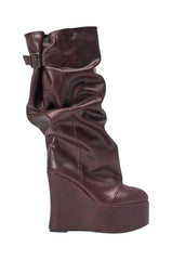 AZALEA WANG MYTH BURGUNDY WEDGE BOOT