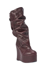 AZALEA WANG MYTH BURGUNDY WEDGE BOOT