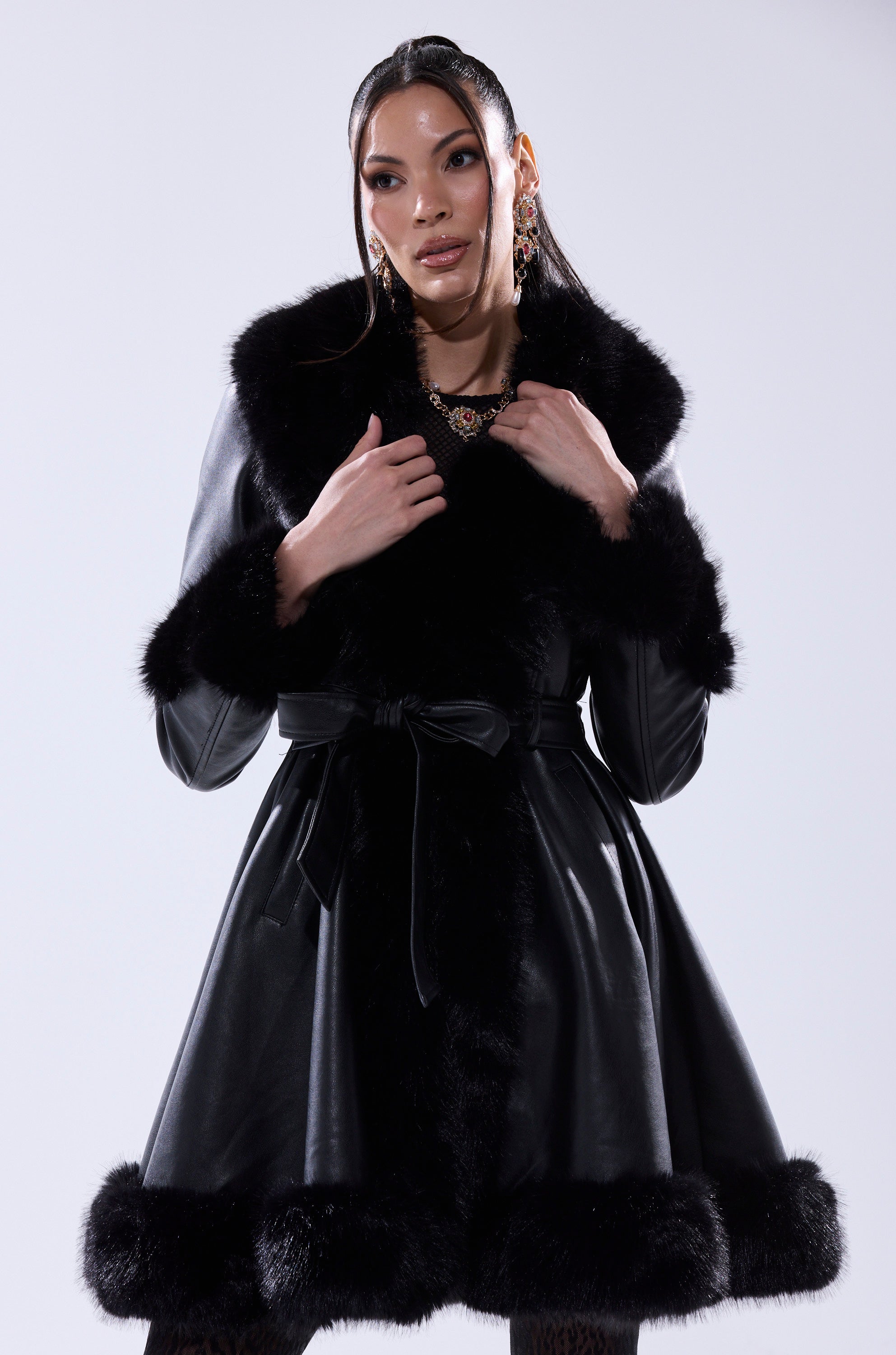 ADRIENNE FUR TRIM COAT