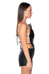 ALIEN SUPERSTAR DRAMATIC METALLIC HALTER TOP