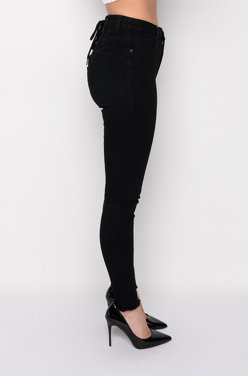 ALL OVER BACK LACE SKINNY JEANS