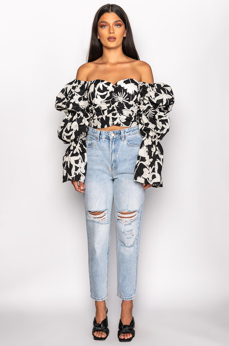 ASTER OFF THE SHOULDER FLORAL BLOUSE