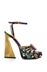 AZALEA WANG ADEN EMBELLISHED CHUNKY SANDAL IN BLACK