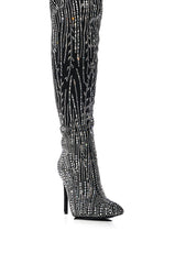 AZALEA WANG ANALIA RHINESTONE SPARKLE STILETTO BOOT IN BLACK