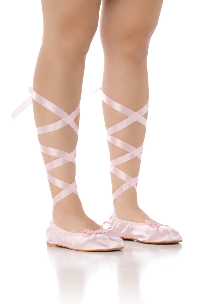 AZALEA WANG BALLET TIE PINK FLAT