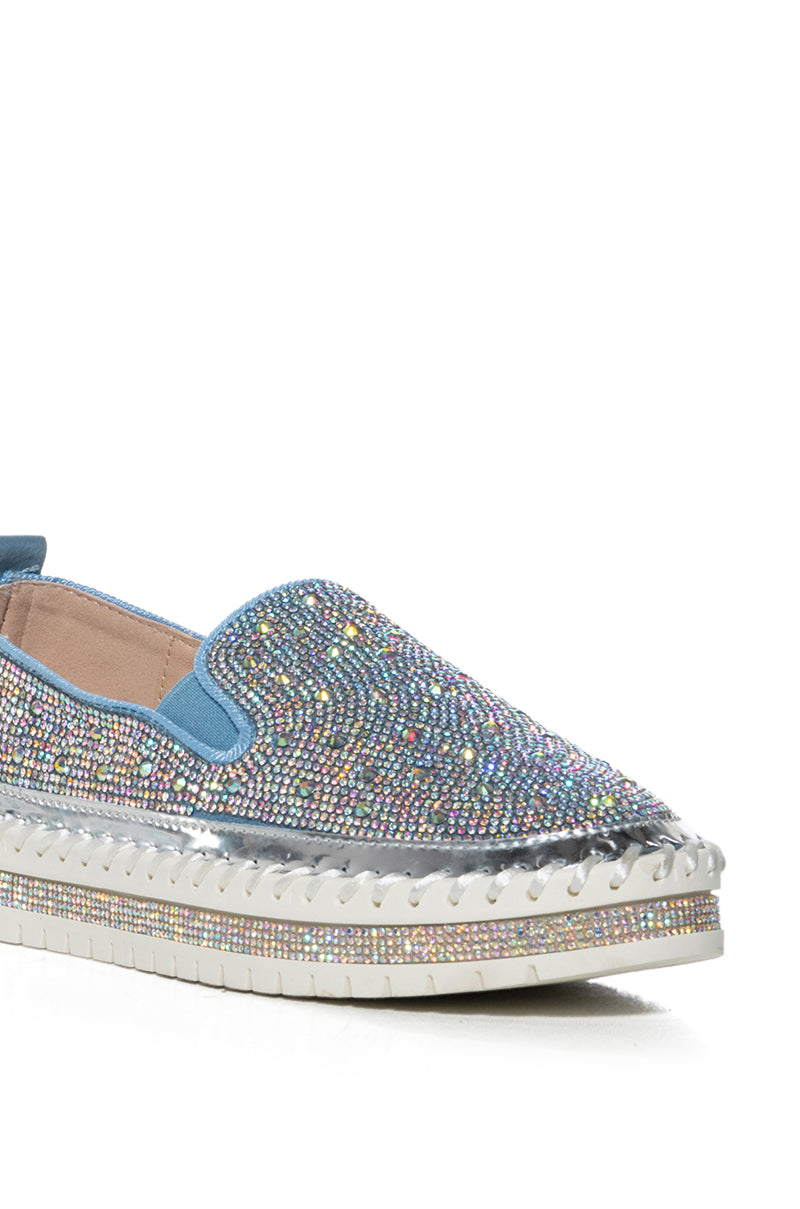 AZALEA WANG BRITTANY DENIM RHINESTONE SNEAKER