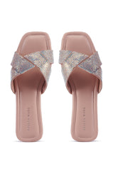 AZALEA WANG GOLDEN SEAL PINK FLAT SANDAL