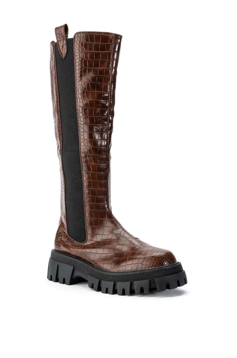 AZALEA WANG KENSINGTON FLATFORM BOOT IN BROWN