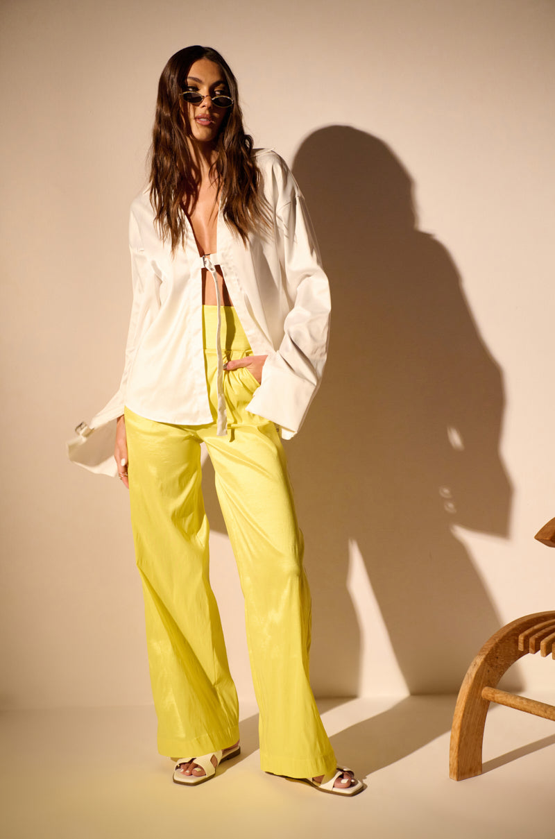 BIG BOOTY HIGH WAIST WIDE LEG TROUSER IN YELLOW