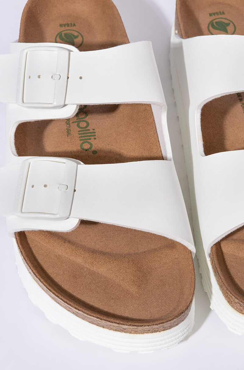 BIRKENSTOCK ARIZONA PLATFORM VEGAN BIRKO-FLOR WHITE SANDAL